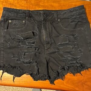 American Eagle Outfitters Black Distressed Jean Shorts